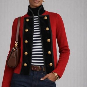 Lauren Ralph Lauren Military sweater Jacket gold buttons M 100% Cotton Knit SP